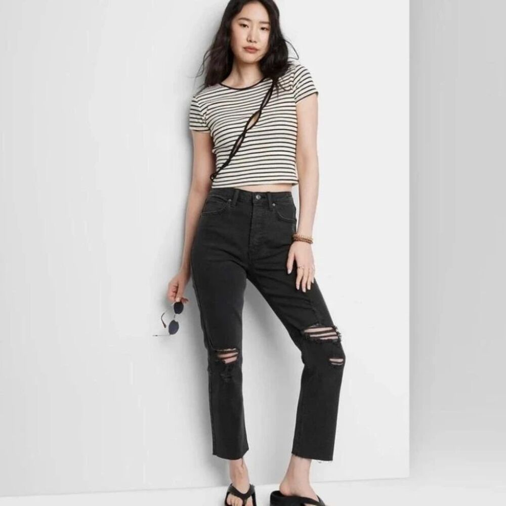 Wild Fable Black and Grey Ripped Jeans